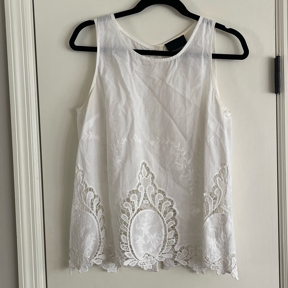 Embroidered white tank